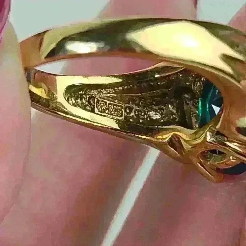 Blue Topaz Sterling Silver 925 ring gold plated outside size 9 unseix ring - Picture 9 of 17